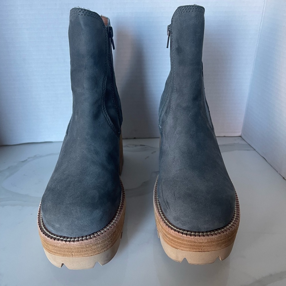 Free People Peston Chelsea Boot Suede Platform Zip Block Heel Gray Size 8 NEW - Picture 6 of 15